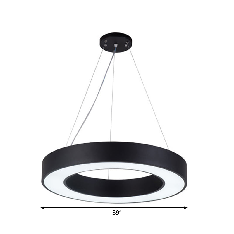 Black Hoop Hanging Pendant Light Simple 16"/23.5"/39" Wide LED Acrylic Ceiling Suspension Lamp Clearhalo 'Ceiling Lights' 'Modern Pendants' 'Modern' 'Pendant Lights' 'Pendants' Lighting' 1904284