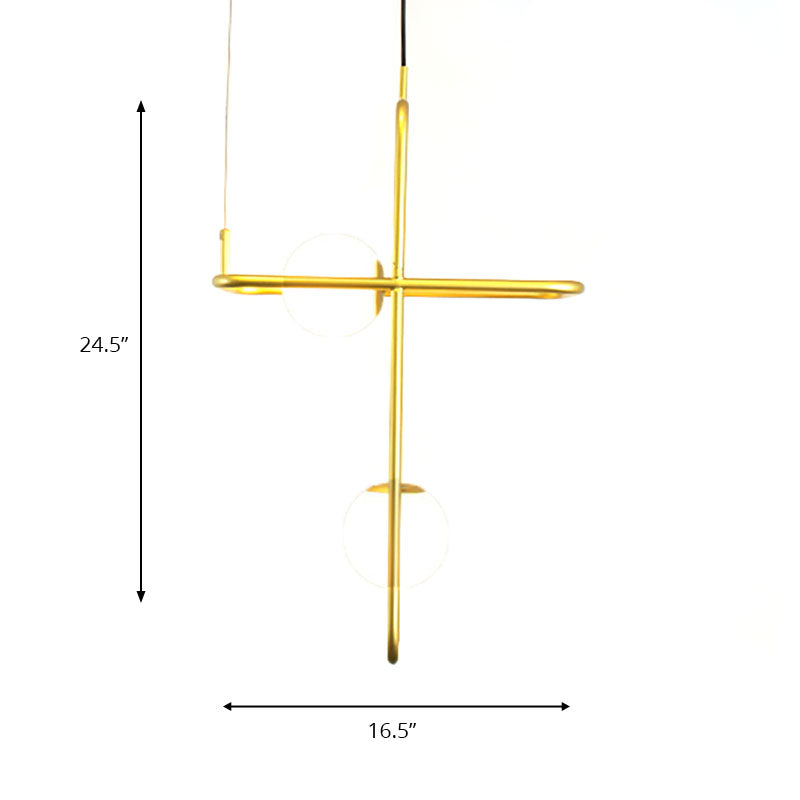 Gold Crossed Rectangle Drop Light 2/3/4 Lights Post Modern Metal Hanging Chandelier Clearhalo 'Ceiling Lights' 'Chandeliers' 'Modern Chandeliers' 'Modern' Lighting' 190431