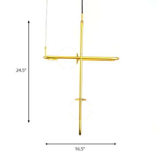 Gold Crossed Rectangle Drop Light 2/3/4 Lights Post Modern Metal Hanging Chandelier Clearhalo 'Ceiling Lights' 'Chandeliers' 'Modern Chandeliers' 'Modern' Lighting' 190431