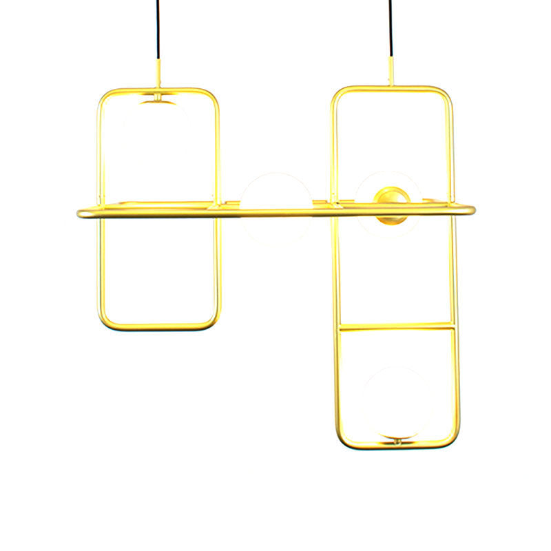 Gold Crossed Rectangle Drop Light 2/3/4 Lights Post Modern Metal Hanging Chandelier Clearhalo 'Ceiling Lights' 'Chandeliers' 'Modern Chandeliers' 'Modern' Lighting' 190434