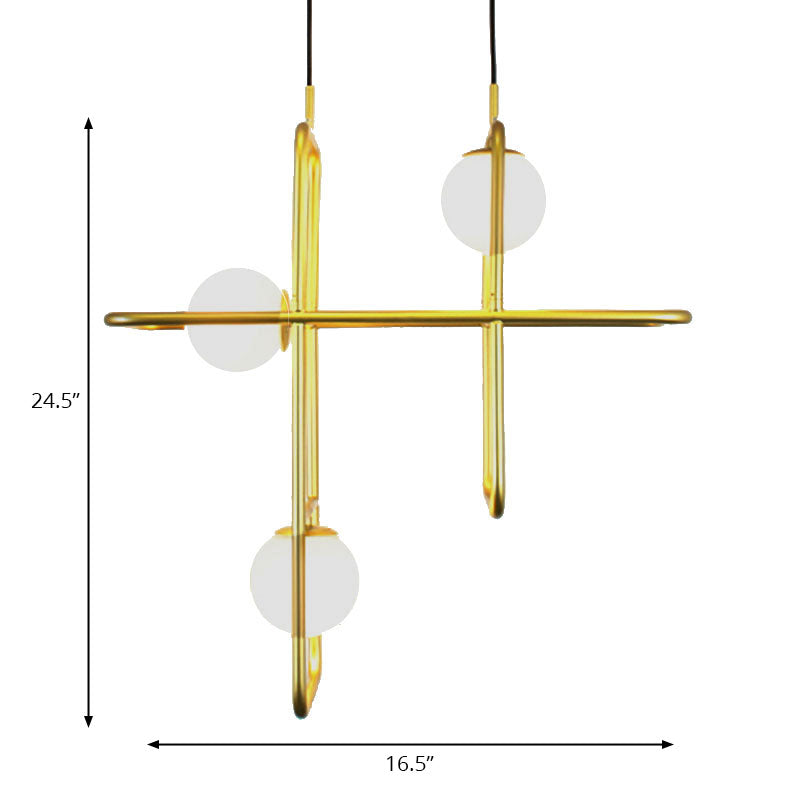 Gold Crossed Rectangle Drop Light 2/3/4 Lights Post Modern Metal Hanging Chandelier Clearhalo 'Ceiling Lights' 'Chandeliers' 'Modern Chandeliers' 'Modern' Lighting' 190439