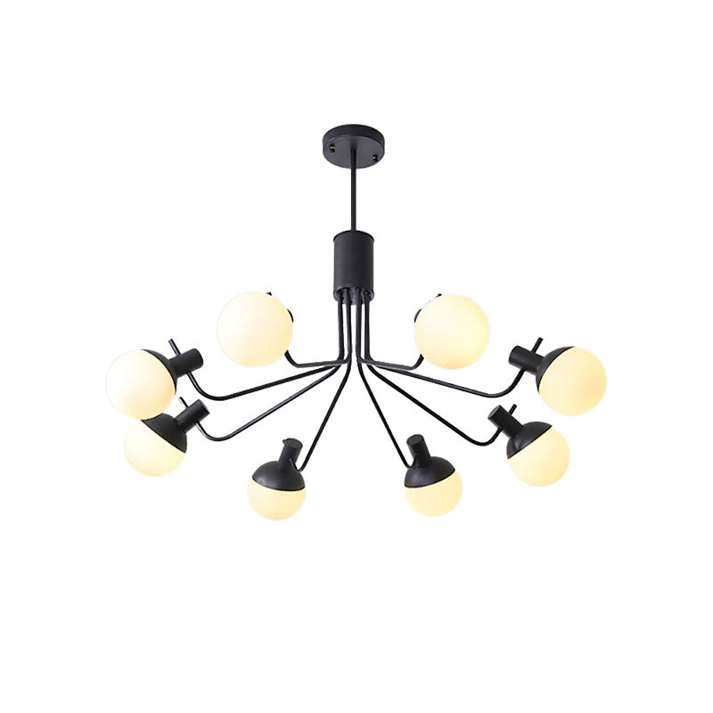 Contemporary Black Hanging Chandelier with Orb Shade 6 Lights Wrought Iron Ceiling Pendant Clearhalo 'Ceiling Lights' 'Chandeliers' 'Modern Chandeliers' 'Modern' Lighting' 190451