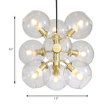 Clear Glass Grape Mini Chandelier 9 Head Post Modern Drop Ceiling Light in Gold Finish Clearhalo 'Ceiling Lights' 'Chandeliers' 'Glass shade' 'Glass' 'Modern Chandeliers' 'Modern' Lighting' 190471