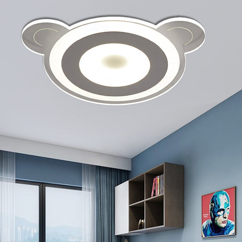 Bear Head Kid Bedroom Ceiling Lamp Acrylic Animal LED Ceiling Mount Light in White White Clearhalo 'Ceiling Lights' 'Close To Ceiling Lights' 'Close to ceiling' 'Flush mount' Lighting' 190473