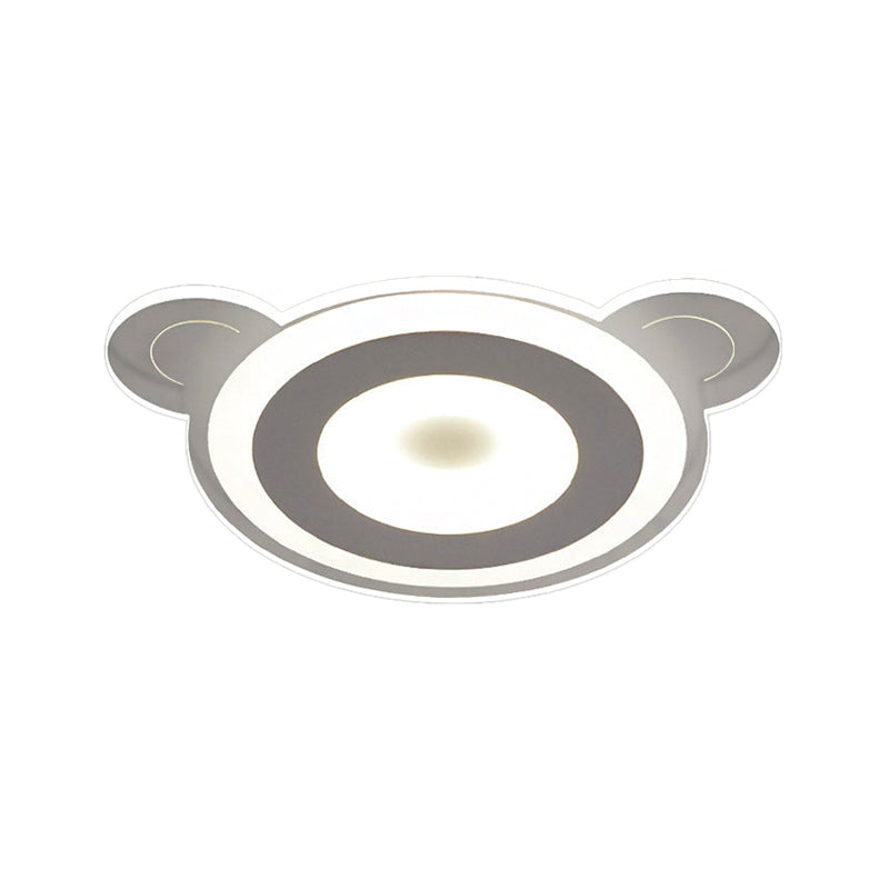 Bear Head Kid Bedroom Ceiling Lamp Acrylic Animal LED Ceiling Mount Light in White Clearhalo 'Ceiling Lights' 'Close To Ceiling Lights' 'Close to ceiling' 'Flush mount' Lighting' 190475