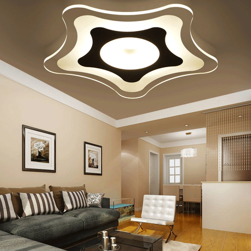 Acrylic Star Slim Panel Ceiling Light Living Room Simple Stylish LED Flush Mount Light in White White Clearhalo 'Ceiling Lights' 'Close To Ceiling Lights' 'Close to ceiling' 'Flush mount' Lighting' 190477