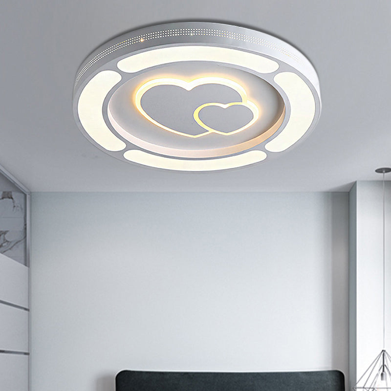 Acrylic Circle LED Ceiling Mount Light Adult Kid Bedroom Modern Ceiling Lamp in White White B Clearhalo 'Ceiling Lights' 'Close To Ceiling Lights' 'Close to ceiling' 'Flush mount' Lighting' 190494