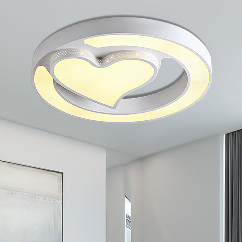 Acrylic Circle LED Ceiling Mount Light Adult Kid Bedroom Modern Ceiling Lamp in White White C Clearhalo 'Ceiling Lights' 'Close To Ceiling Lights' 'Close to ceiling' 'Flush mount' Lighting' 190498