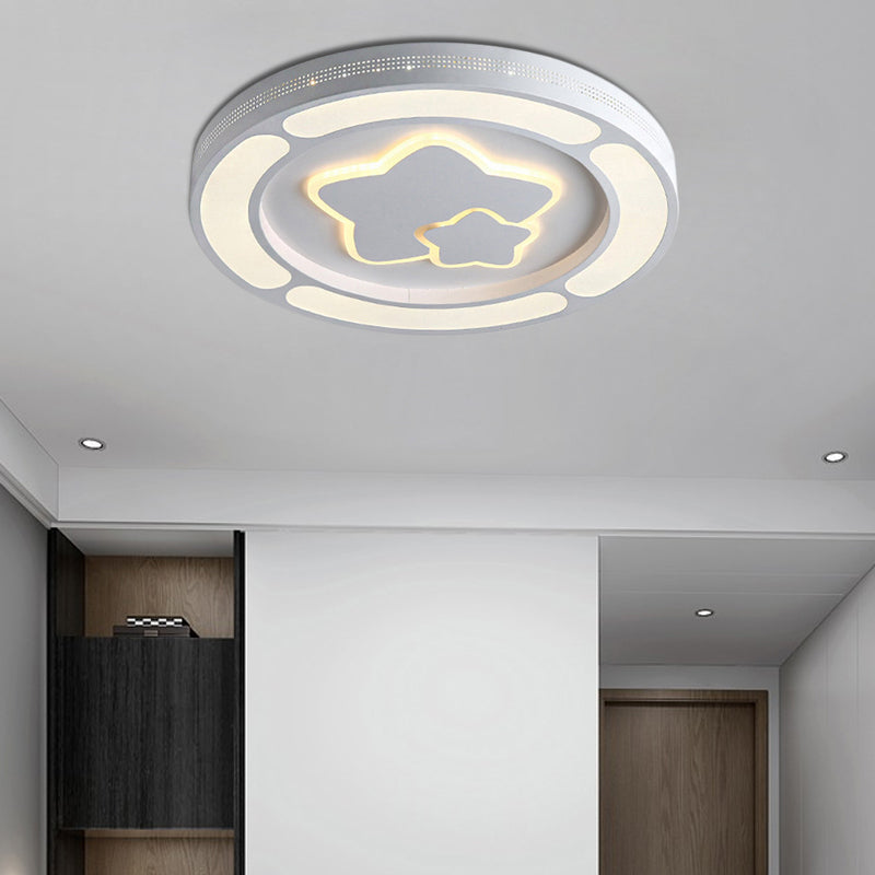 Acrylic Circle LED Ceiling Mount Light Adult Kid Bedroom Modern Ceiling Lamp in White White E Clearhalo 'Ceiling Lights' 'Close To Ceiling Lights' 'Close to ceiling' 'Flush mount' Lighting' 190501