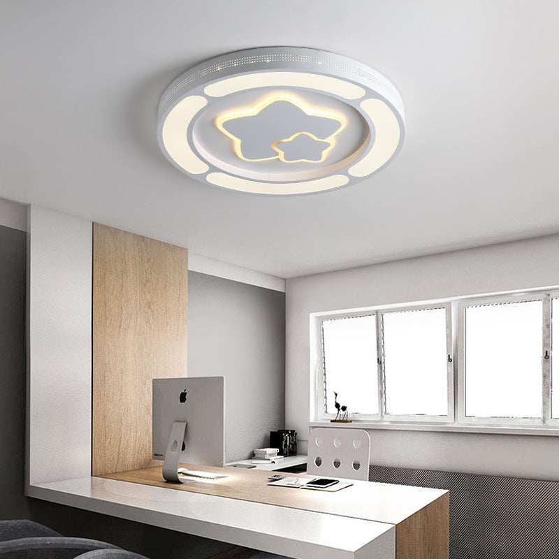 Acrylic Circle LED Ceiling Mount Light Adult Kid Bedroom Modern Ceiling Lamp in White Clearhalo 'Ceiling Lights' 'Close To Ceiling Lights' 'Close to ceiling' 'Flush mount' Lighting' 190502