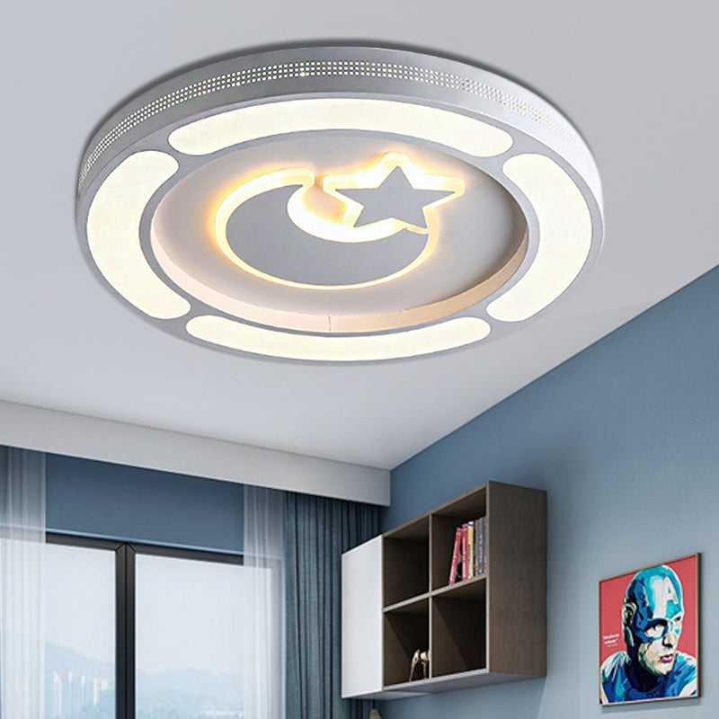 Acrylic Circle LED Ceiling Mount Light Adult Kid Bedroom Modern Ceiling Lamp in White White D Clearhalo 'Ceiling Lights' 'Close To Ceiling Lights' 'Close to ceiling' 'Flush mount' Lighting' 190504