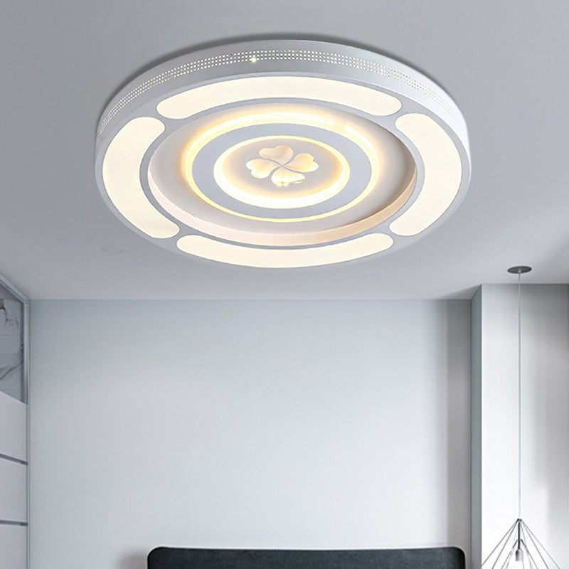 Acrylic Circle LED Ceiling Mount Light Adult Kid Bedroom Modern Ceiling Lamp in White White A Clearhalo 'Ceiling Lights' 'Close To Ceiling Lights' 'Close to ceiling' 'Flush mount' Lighting' 190507