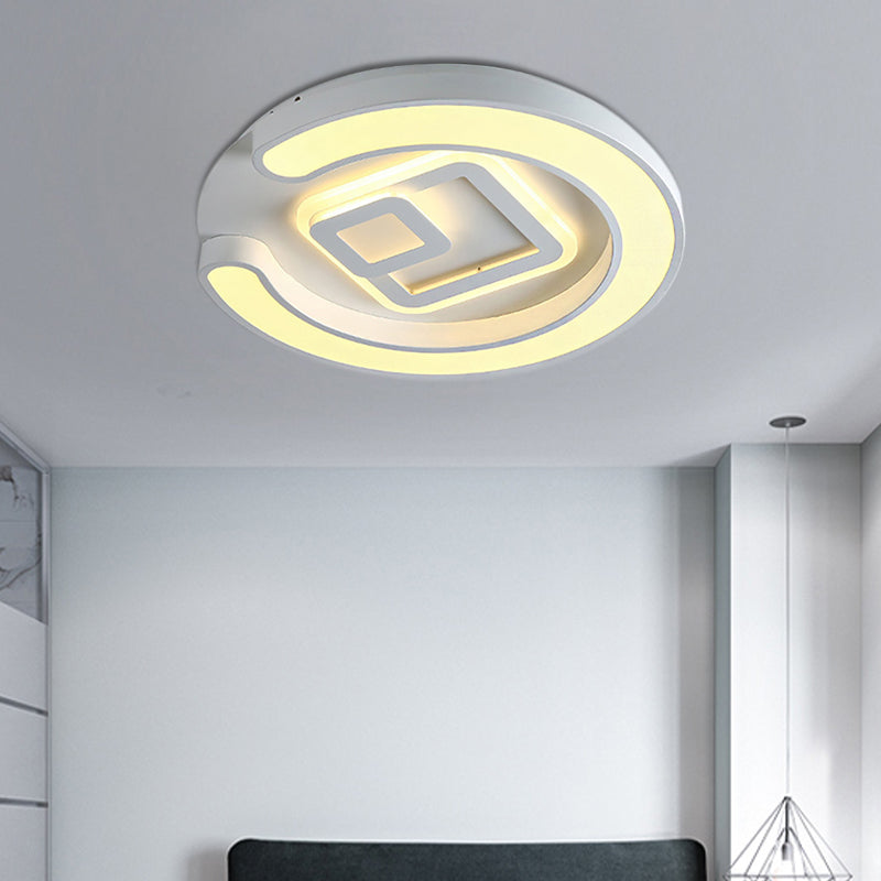 Bedroom Study Room Round Ceiling Fixture Acrylic Modern LED Ceiling Lamp in White White C Clearhalo 'Ceiling Lights' 'Close To Ceiling Lights' 'Close to ceiling' 'Flush mount' Lighting' 190538