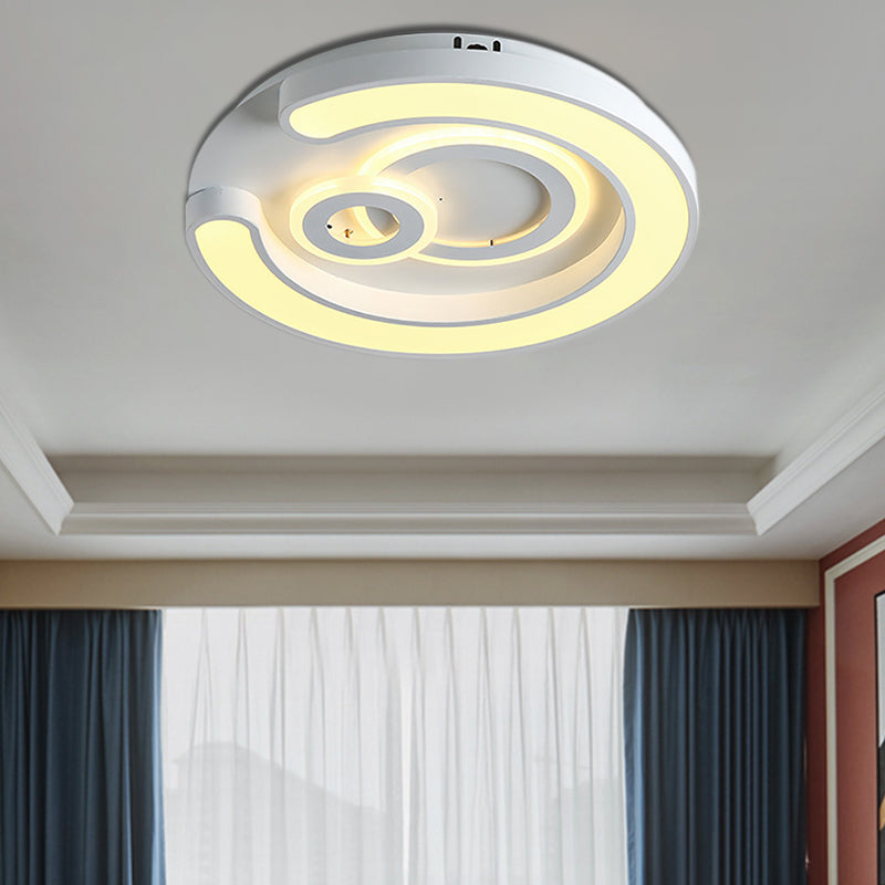 Bedroom Study Room Round Ceiling Fixture Acrylic Modern LED Ceiling Lamp in White White B Clearhalo 'Ceiling Lights' 'Close To Ceiling Lights' 'Close to ceiling' 'Flush mount' Lighting' 190542