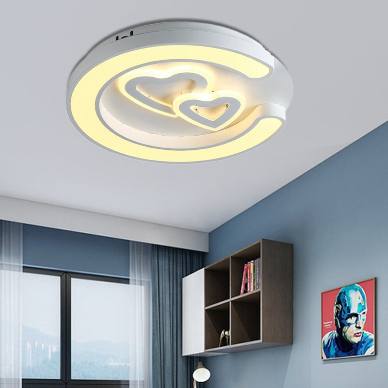 Bedroom Study Room Round Ceiling Fixture Acrylic Modern LED Ceiling Lamp in White White A Clearhalo 'Ceiling Lights' 'Close To Ceiling Lights' 'Close to ceiling' 'Flush mount' Lighting' 190545