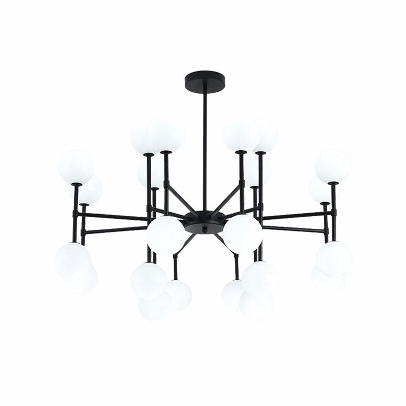 Modern Simple Black Finish Chandelier with Orb Shade 18/24 Lights Metal Pendant Light Clearhalo 'Ceiling Lights' 'Chandeliers' 'Modern Chandeliers' 'Modern' Lighting' 190552