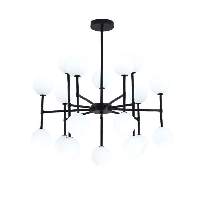 Modern Simple Black Finish Chandelier with Orb Shade 18/24 Lights Metal Pendant Light Clearhalo 'Ceiling Lights' 'Chandeliers' 'Modern Chandeliers' 'Modern' Lighting' 190554