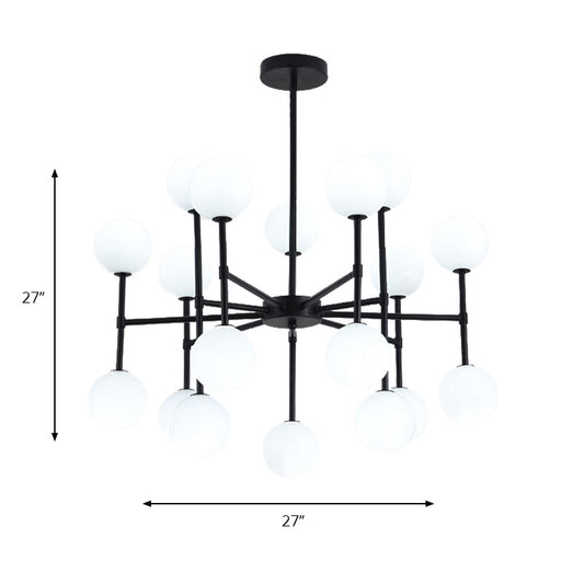 Modern Simple Black Finish Chandelier with Orb Shade 18/24 Lights Metal Pendant Light Clearhalo 'Ceiling Lights' 'Chandeliers' 'Modern Chandeliers' 'Modern' Lighting' 190555