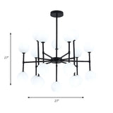 Modern Simple Black Finish Chandelier with Orb Shade 18/24 Lights Metal Pendant Light Clearhalo 'Ceiling Lights' 'Chandeliers' 'Modern Chandeliers' 'Modern' Lighting' 190555