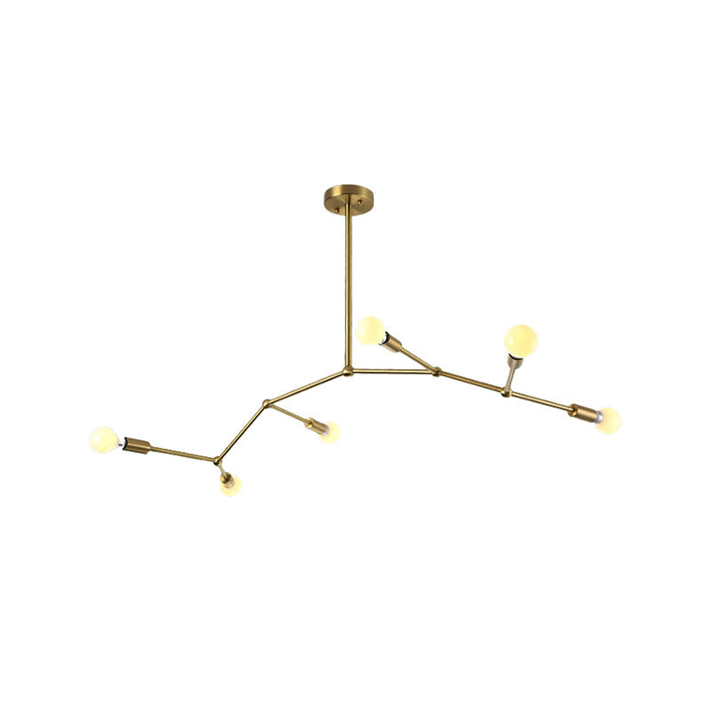 Gold Branch Ceiling Chandelier 6 Lights Post Modern Metal Pendant Light Fixture Clearhalo 'Ceiling Lights' 'Chandeliers' 'Modern Chandeliers' 'Modern' Lighting' 190566