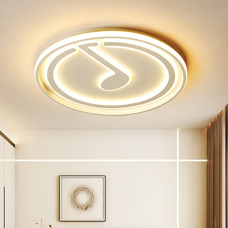 Contemporary White Flush Ceiling Light with Musical Note Acrylic LED Ceiling Lamp for Kid Bedroom White Clearhalo 'Ceiling Lights' 'Close To Ceiling Lights' 'Close to ceiling' 'Flush mount' Lighting' 190578