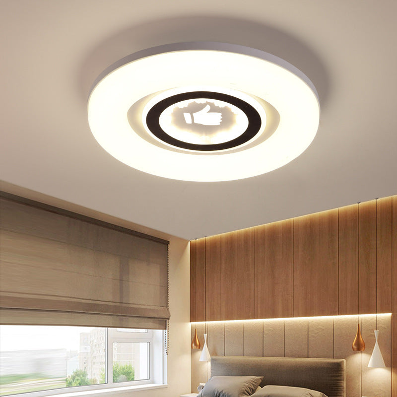 White Circle Flush Ceiling Light Modern Acrylic Metal LED Ceiling Lamp for Corridor Adult Bedroom White C Clearhalo 'Ceiling Lights' 'Close To Ceiling Lights' 'Close to ceiling' 'Flush mount' Lighting' 190598