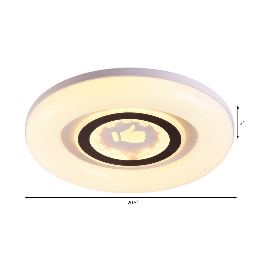 White Circle Flush Ceiling Light Modern Acrylic Metal LED Ceiling Lamp for Corridor Adult Bedroom Clearhalo 'Ceiling Lights' 'Close To Ceiling Lights' 'Close to ceiling' 'Flush mount' Lighting' 190601