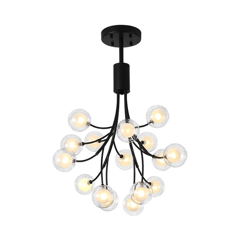 Black Finish Grape Hanging Chandelier 16 Lights Contemporary Metal Pendant Lamp Clearhalo 'Ceiling Lights' 'Chandeliers' 'Modern Chandeliers' 'Modern' Lighting' 190610