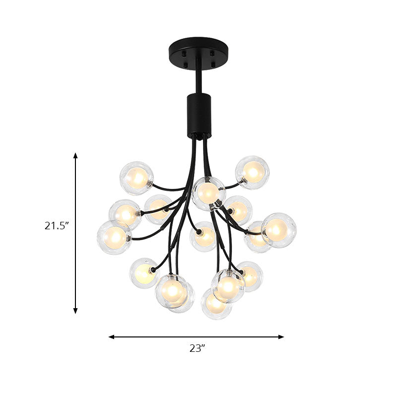 Black Finish Grape Hanging Chandelier 16 Lights Contemporary Metal Pendant Lamp Clearhalo 'Ceiling Lights' 'Chandeliers' 'Modern Chandeliers' 'Modern' Lighting' 190611