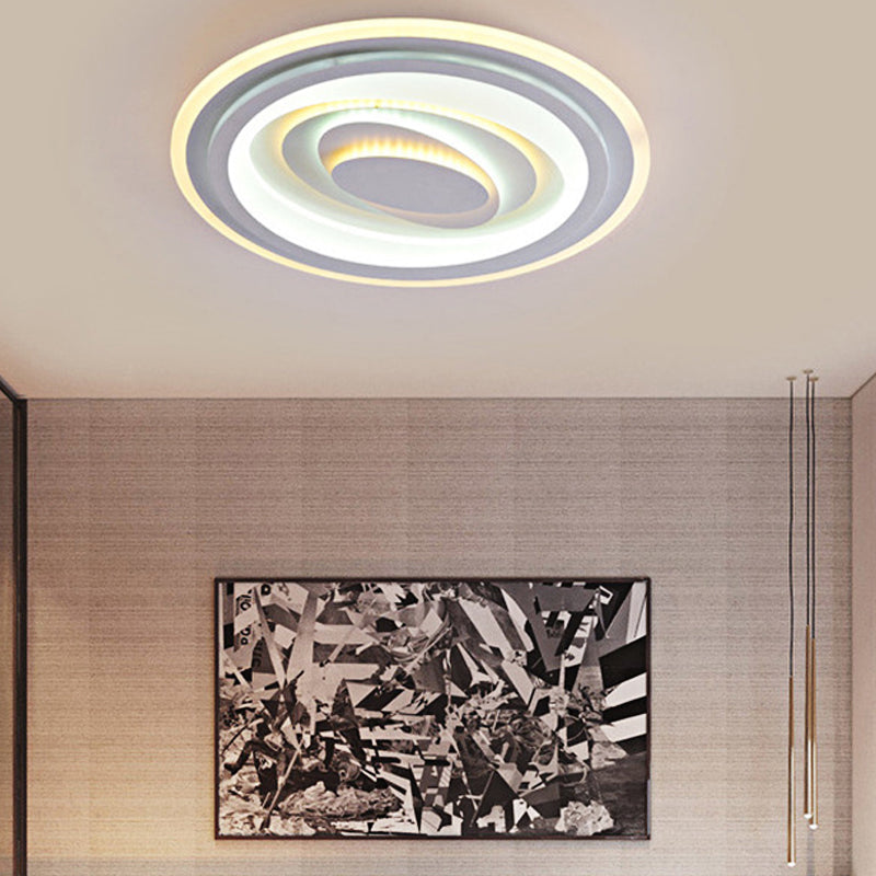 Circle Living Room Bedroom Ceiling Lamp Acrylic Kids LED Ceiling Mount Light in White Finish White A Clearhalo 'Ceiling Lights' 'Close To Ceiling Lights' 'Close to ceiling' 'Flush mount' Lighting' 190625