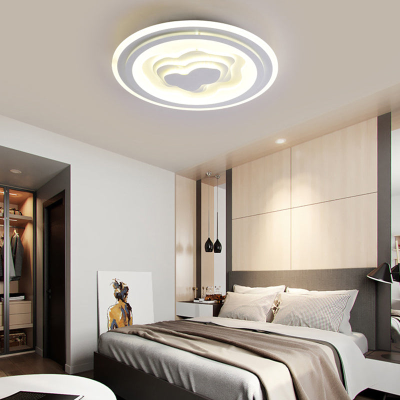 Circle Living Room Bedroom Ceiling Lamp Acrylic Kids LED Ceiling Mount Light in White Finish White B Clearhalo 'Ceiling Lights' 'Close To Ceiling Lights' 'Close to ceiling' 'Flush mount' Lighting' 190629