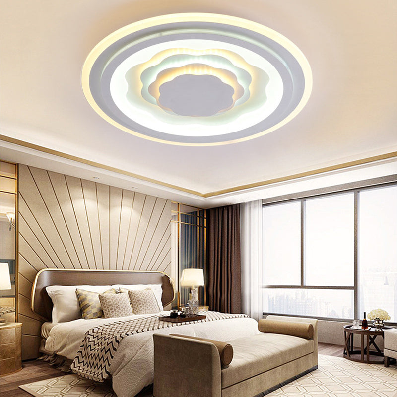 Circle Living Room Bedroom Ceiling Lamp Acrylic Kids LED Ceiling Mount Light in White Finish White C Clearhalo 'Ceiling Lights' 'Close To Ceiling Lights' 'Close to ceiling' 'Flush mount' Lighting' 190631