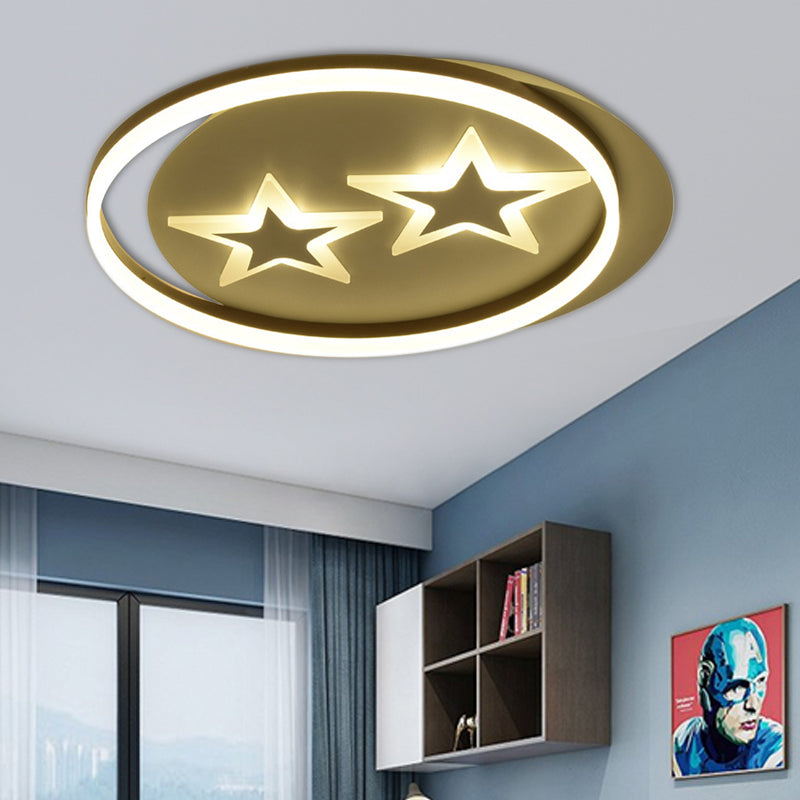 Acrylic Round LED Ceiling Mount Light with Star Child Bedroom Modern Ceiling Lamp in White and Black Black Clearhalo 'Ceiling Lights' 'Close To Ceiling Lights' 'Close to ceiling' 'Flush mount' Lighting' 190637