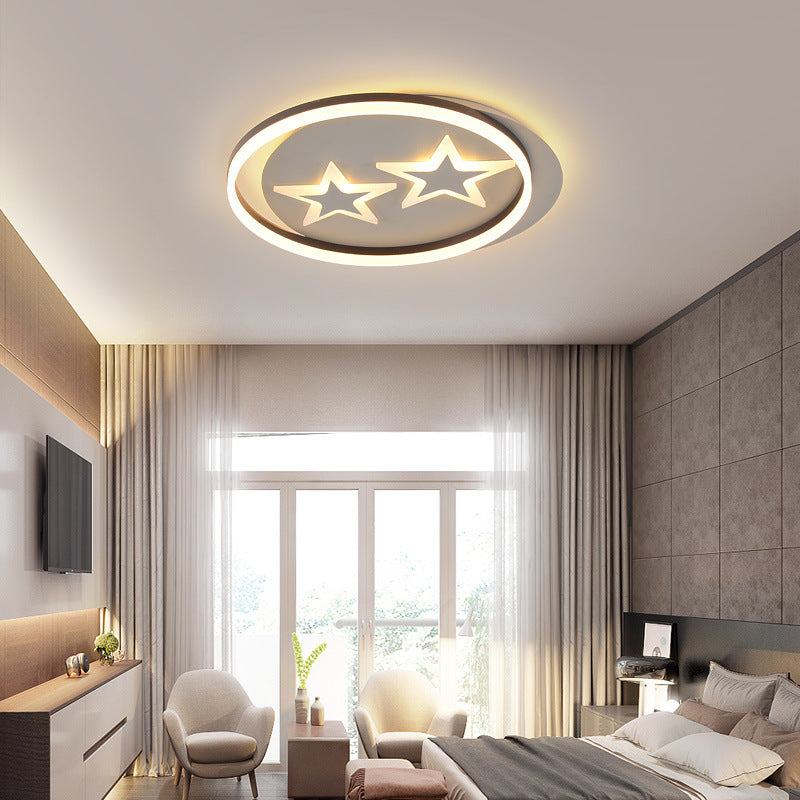 Acrylic Round LED Ceiling Mount Light with Star Child Bedroom Modern Ceiling Lamp in White and Black Clearhalo 'Ceiling Lights' 'Close To Ceiling Lights' 'Close to ceiling' 'Flush mount' Lighting' 190638