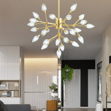 Modern Pretty Twig Chandelier with Leaf Shade 26 Lights Metallic Pendant Lamp in Gold for Living Room Gold Clearhalo 'Ceiling Lights' 'Chandeliers' 'Modern Chandeliers' 'Modern' Lighting' 190641