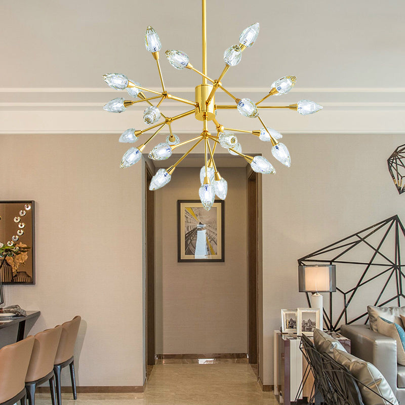 Modern Pretty Twig Chandelier with Leaf Shade 26 Lights Metallic Pendant Lamp in Gold for Living Room Clearhalo 'Ceiling Lights' 'Chandeliers' 'Modern Chandeliers' 'Modern' Lighting' 190642