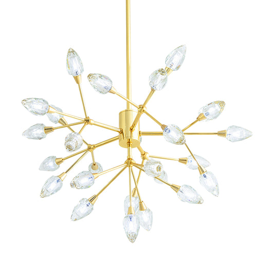 Modern Pretty Twig Chandelier with Leaf Shade 26 Lights Metallic Pendant Lamp in Gold for Living Room Clearhalo 'Ceiling Lights' 'Chandeliers' 'Modern Chandeliers' 'Modern' Lighting' 190643