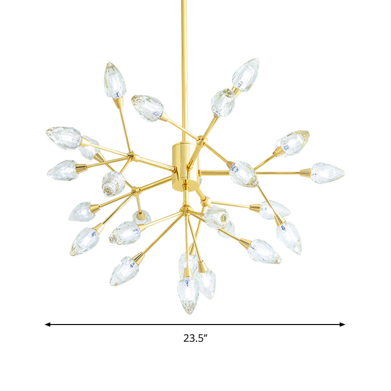 Modern Pretty Twig Chandelier with Leaf Shade 26 Lights Metallic Pendant Lamp in Gold for Living Room Clearhalo 'Ceiling Lights' 'Chandeliers' 'Modern Chandeliers' 'Modern' Lighting' 190644