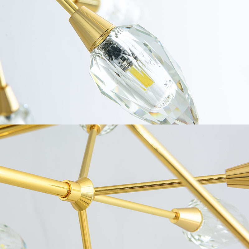 Modern Pretty Twig Chandelier with Leaf Shade 26 Lights Metallic Pendant Lamp in Gold for Living Room Clearhalo 'Ceiling Lights' 'Chandeliers' 'Modern Chandeliers' 'Modern' Lighting' 190645