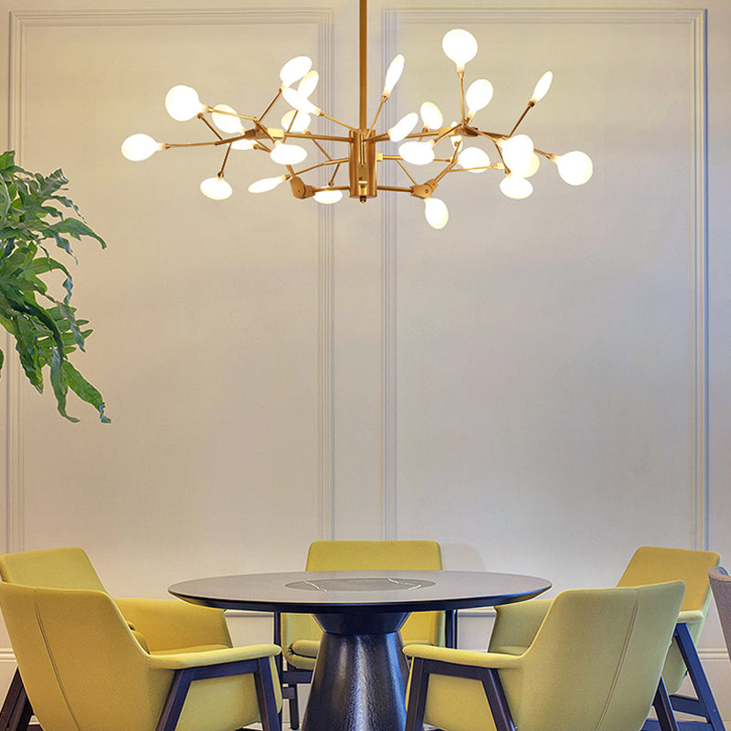 Iron Tree Twig Chandelier 27-Head Stunning Pendant Light in Gold Finish for Restaurant Hotel Gold Clearhalo 'Ceiling Lights' 'Chandeliers' 'Modern Chandeliers' 'Modern' Lighting' 190646