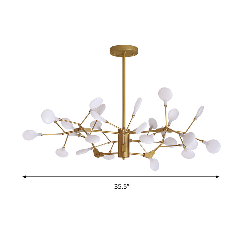 Iron Tree Twig Chandelier 27-Head Stunning Pendant Light in Gold Finish for Restaurant Hotel Clearhalo 'Ceiling Lights' 'Chandeliers' 'Modern Chandeliers' 'Modern' Lighting' 190649