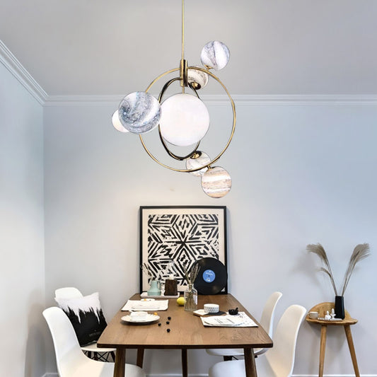 Gold Universe Suspension Light Creative Modern Metallic Chandelier for Living Room Hotel Gold Clearhalo 'Ceiling Lights' 'Chandeliers' 'Modern Chandeliers' 'Modern' Lighting' 190655