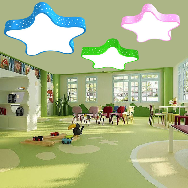 Star Shaped Playroom Ceiling Fixture Acrylic Kids LED Flush Mount Recessed Lighting in Red/Pink/Yellow Blue Clearhalo 'Ceiling Lights' 'Close To Ceiling Lights' 'Close to ceiling' 'Flush mount' Lighting' 1906840