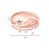 Cartoon Pink Flush Mount Light with Star and Moon Metal Acrylic LED Ceiling Lamp for Kid Bedroom Clearhalo 'Ceiling Lights' 'Close To Ceiling Lights' 'Close to ceiling' Lighting' 190685