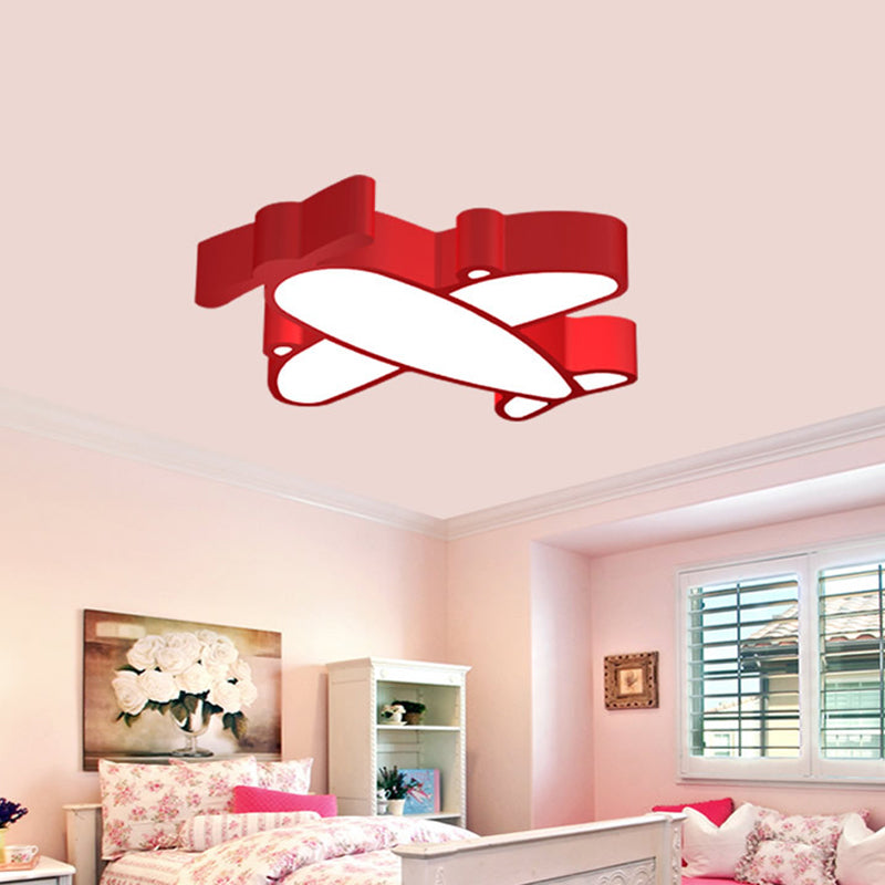 Cartoon Integrated LED Ceiling Lamp Red/Pink/Blue Plane Flush Mounted Light with Acrylic Shade Red Clearhalo 'Ceiling Lights' 'Close To Ceiling Lights' 'Close to ceiling' 'Flush mount' Lighting' 1906887