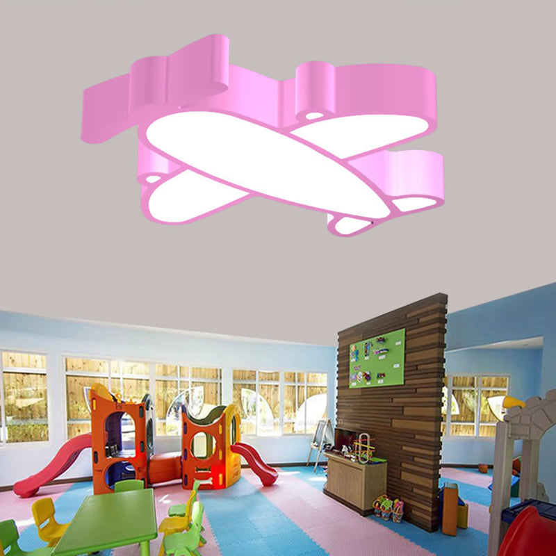 Cartoon Integrated LED Ceiling Lamp Red/Pink/Blue Plane Flush Mounted Light with Acrylic Shade Pink Clearhalo 'Ceiling Lights' 'Close To Ceiling Lights' 'Close to ceiling' 'Flush mount' Lighting' 1906891