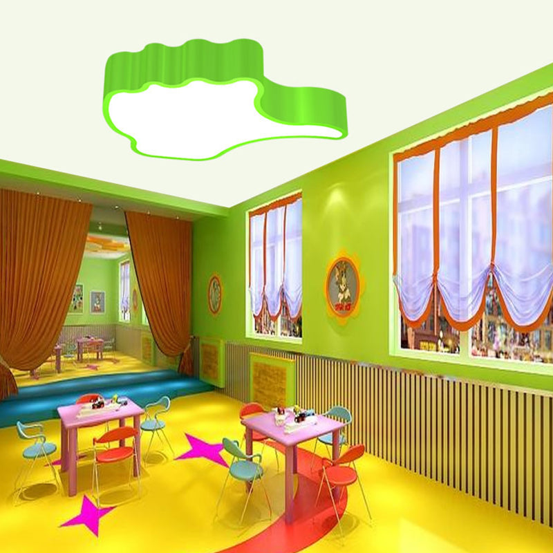 Gesture Classroom Ceiling Flush Mount Kids Acrylic LED Flush Light Fixture in Red/Pink/Green Green Clearhalo 'Ceiling Lights' 'Close To Ceiling Lights' 'Close to ceiling' 'Flush mount' Lighting' 1906912