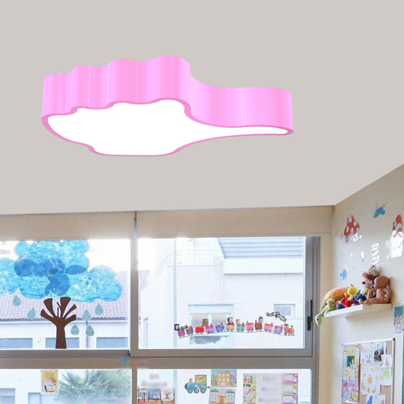 Gesture Classroom Ceiling Flush Mount Kids Acrylic LED Flush Light Fixture in Red/Pink/Green Pink Clearhalo 'Ceiling Lights' 'Close To Ceiling Lights' 'Close to ceiling' 'Flush mount' Lighting' 1906914