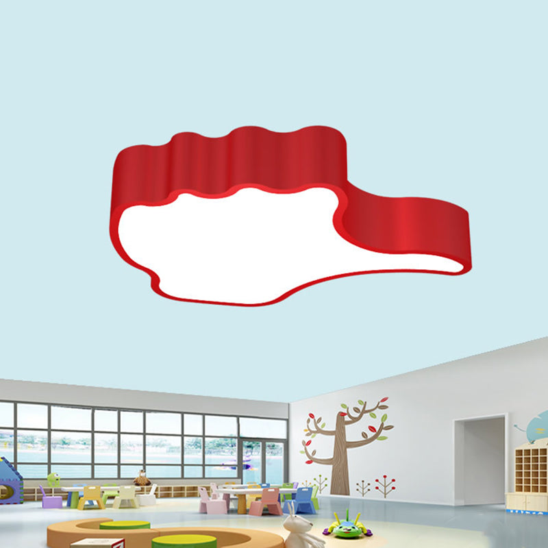 Gesture Classroom Ceiling Flush Mount Kids Acrylic LED Flush Light Fixture in Red/Pink/Green Red Clearhalo 'Ceiling Lights' 'Close To Ceiling Lights' 'Close to ceiling' 'Flush mount' Lighting' 1906916