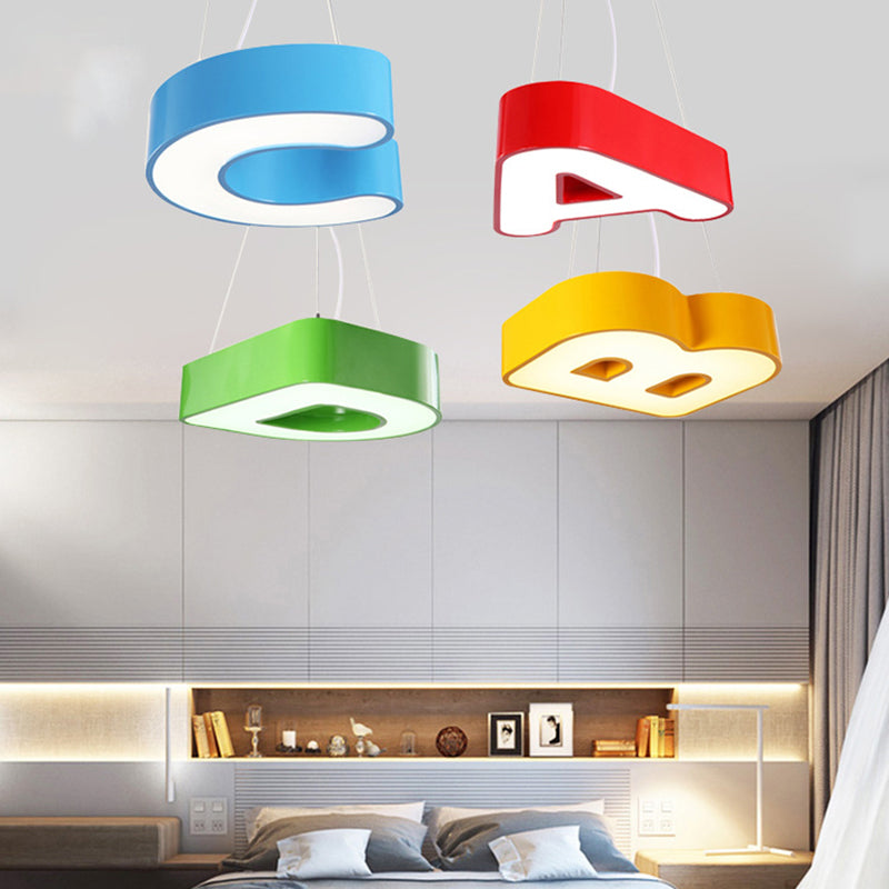 18"/23.5" Wide Alphabet Flush Mount Lighting Kids Metal Red/Blue/Green LED Ceiling Light Fixture for Bedroom Clearhalo 'Ceiling Lights' 'Chandeliers' Lighting' options 1906939